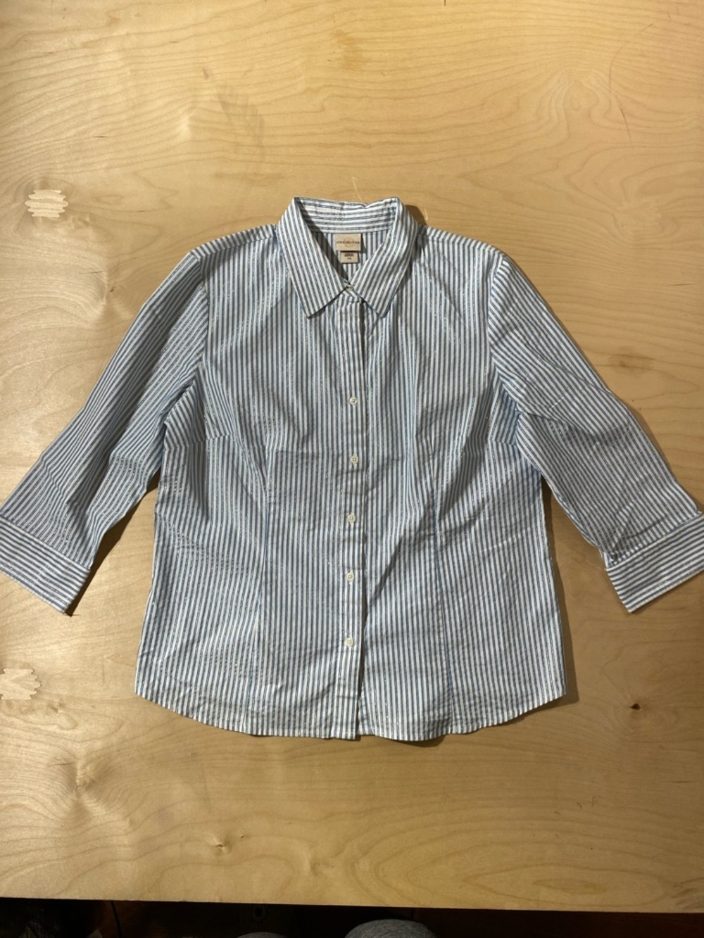 Covington Blue & White Striped Button-Front Shirt Large (RF)